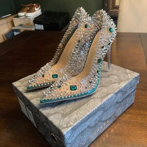 Azalea Wang Clear Natalia green 7.5 Heels